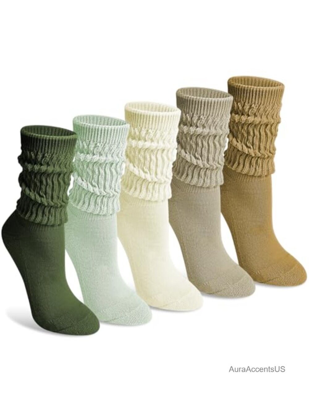 Justay 5 Pairs Slouchy Socks Women Cotton Blend Calf Crew Boot Socks